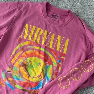NIRVANA Pink Sweatshirt with Yellow Graphic